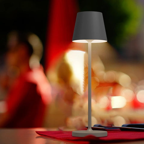 Lámpara de mesa portátil, recargable, moderna, lámpara de noche, blanco cálido, 3000K, para comedor, dormitorio, Camping, balcón, exterior, gris