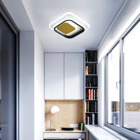 Luz de techo LED, lámpara de techo LED acrílica de 36 W, lámpara de habitación cuadrada moderna de 25x25 cm para balcón, dormitorio, sala de estar, blanco frío 6000K