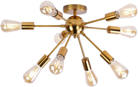 Industriële metalen lichtarmatuurlamp, kroonluchterverlichting, voor 9 E27-lampen Geschikt voor keuken, woonkamer, eetkamer, café en uitgaansgelegenheden (lamp niet inbegrepen)