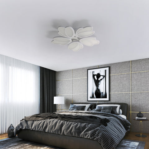 Lámpara de techo LED, lámpara de techo LED de pétalos moderna, lámpara colgante blanca 60W 5600LM, luz blanca 6000K, lámpara de techo LED para sala de estar, cocina, dormitorio, comedor, Ø63cm