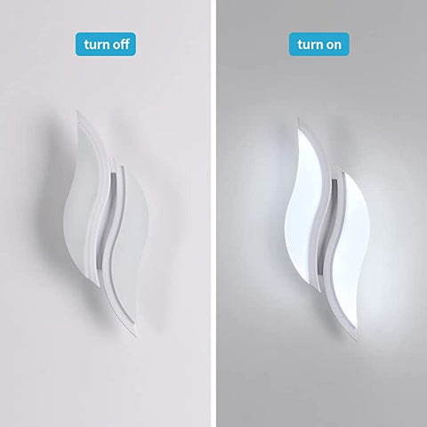 Lámpara de pared LED para interiores, lámpara de pared moderna, 20 W, 2300 lm, iluminación acrílica, lámpara de pared para sala de estar, dormitorio, escalera, luz blanca fría de 6500 K, color blanco