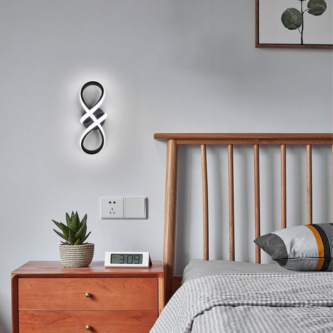 Moderne LED-Deckenleuchte, 20 W, LED-Wandleuchte, 8-förmige Wandleuchte, Kaltweiß 6000 K, für Schlafzimmer, Wohnzimmer, Flur, Eingangsbereich, Schwarz