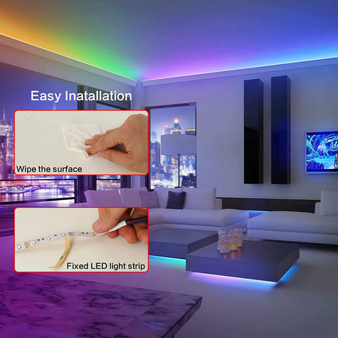 5M LED-strip, flexibele heldere RGB-kamer-LED, veelkleurige LED-lichtstrip met afstandsbediening voor slaapkamer, keuken, tv, feest