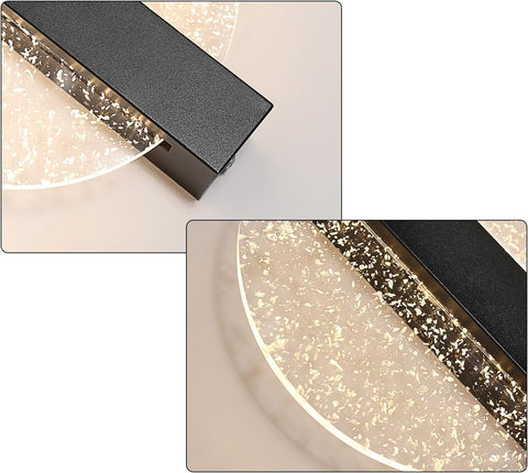 LED-Wandleuchte, dimmbar, moderne runde Wandleuchte, 3000 K/4000 K/6000 K, für Schlafzimmer, Wohnzimmer, Flur, Eingangsbereich, Schwarz
