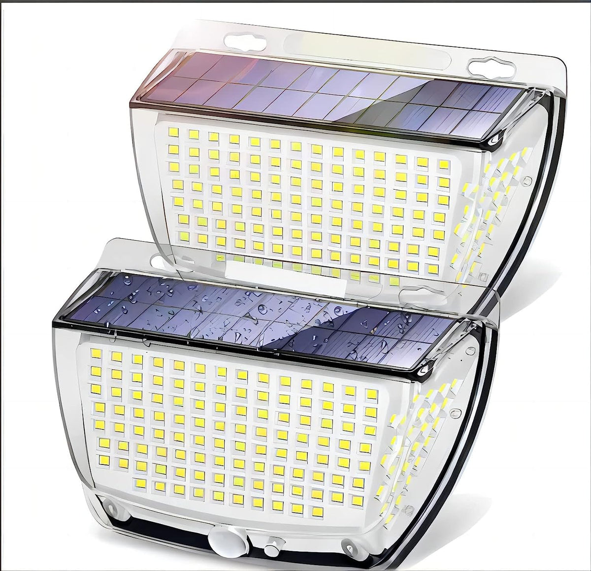 2 Stück Solar-Wandleuchte für den Außenbereich, 160 LEDs, Bewegungsmelder, LED-Wandleuchte, Kaltweiß 6000 K, für Innenhof, Garten, Korridor, Terrasse, in der Nähe der Wand, Weg, Terrasse, Villa 