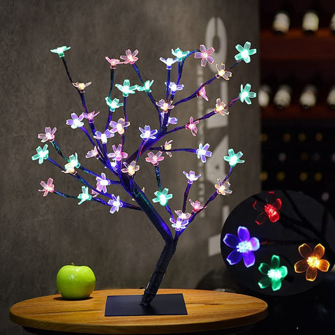 Lámpara LED de Cerezo, 0,45 M 48 LED, Árbol de Luz LED, Ramas Negras, para decoración del hogar (Multicolor)