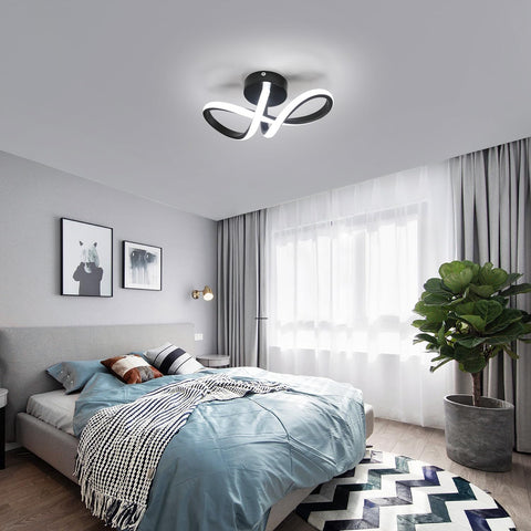 Moderne LED-Deckenleuchte, 20 W, LED-Wandleuchte, 8-förmige Wandleuchte, Kaltweiß 6000 K, für Schlafzimmer, Wohnzimmer, Flur, Eingangsbereich, Schwarz