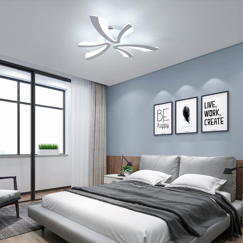 Lámpara de techo LED moderna, 36 W, 4000 lm, diseño creativo en V, lámpara de techo de acrílico blanco para dormitorio, sala de estar, restaurante, cocina, 6500 K, blanco frío