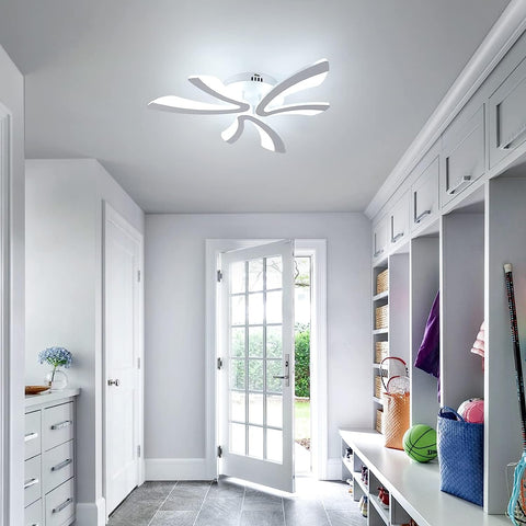 Lámpara de techo LED moderna, 36 W, 4000 lm, diseño creativo en V, lámpara de techo de acrílico blanco para dormitorio, sala de estar, restaurante, cocina, 6500 K, blanco frío