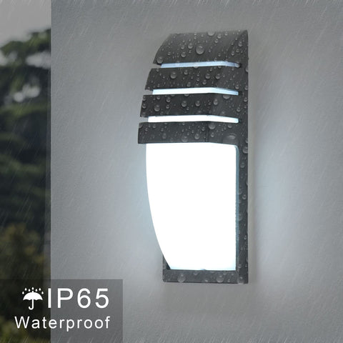 Binnen/buiten wandlamp, zwarte 12W 6000K koel witte LED-wandlampen, IP65 waterdichte buitenwandlamp voor tuin, tuin, terras, dichtbij, patio