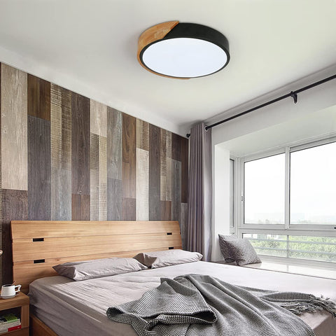 LED-Deckenleuchte, 24 W, moderne runde Deckenleuchte aus Holz, Kaltweiß 6000 K, Ø 30 cm, für Schlafzimmer, Küche, Wohnzimmer, Balkon und Flur