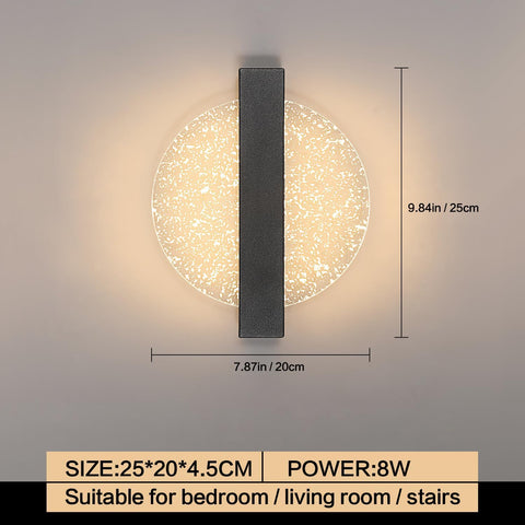 LED-Wandleuchte, dimmbar, moderne runde Wandleuchte, 3000 K/4000 K/6000 K, für Schlafzimmer, Wohnzimmer, Flur, Eingangsbereich, Schwarz