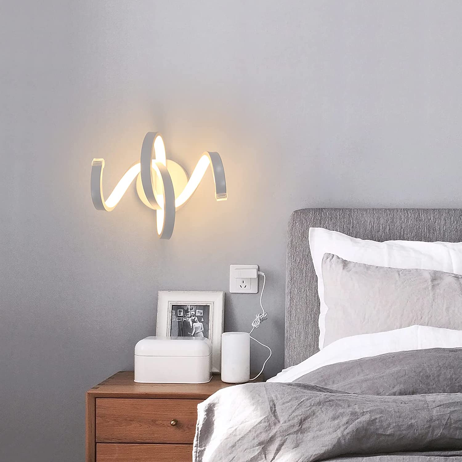 Applique Murale Interieur, 20W Lampe Murale Spirale, 3000K Lumière Blanc Chaud