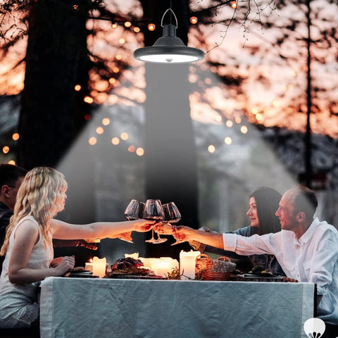 Luz solar exterior interior, lámpara colgante solar de doble cabezal con sensor de movimiento y control remoto, cable de 5 m impermeable IP65 para jardín, patio, balcón, garaje, granero