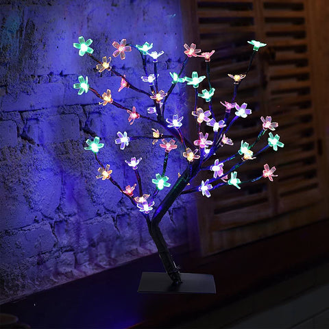 Lámpara LED de Cerezo, 0,45 M 48 LED, Árbol de Luz LED, Ramas Negras, para decoración del hogar (Multicolor)