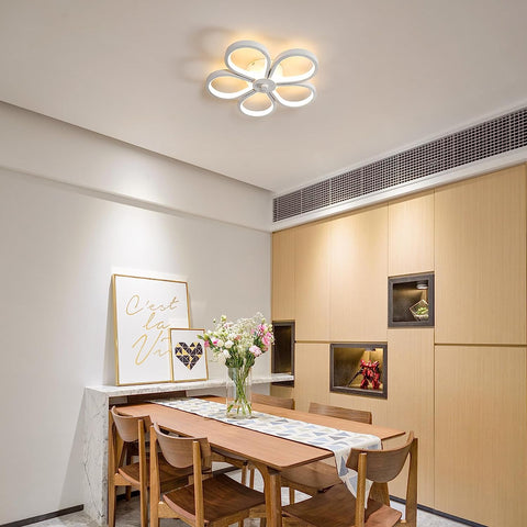 Lámpara de techo LED de 30 W, diseño moderno, forma de flor creativa, lámpara de techo blanca cálida de 3000 K para sala de estar, dormitorio, comedor, oficina, blanco