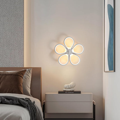 Lámpara de techo LED de 30 W, diseño moderno, forma de flor creativa, lámpara de techo blanca cálida de 3000 K para sala de estar, dormitorio, comedor, oficina, blanco