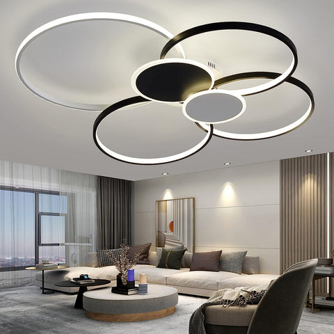 Lámpara de techo con anillos circulares de luz de techo Led regulable moderna 3000K-6000K para sala de estar dormitorio comedor Oficina