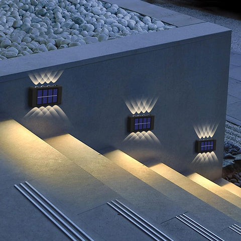 Luz solar al aire libre 2 piezas LED lámpara de pared blanco cálido 3000 K para patio jardín pasillo terraza cerca de la pared camino patio villa negro