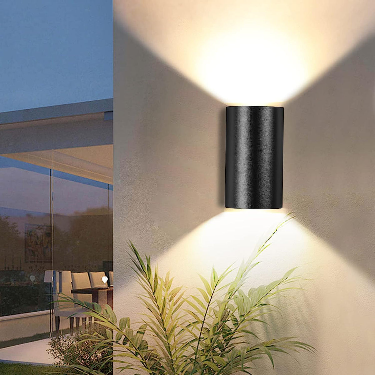 Aplique de pared para exterior, lámpara de pared LED de 10 W, blanco cálido, 3000 K, impermeable, IP65, para entrada, pasillo, patio, jardín, terraza, balcón, garaje, negro