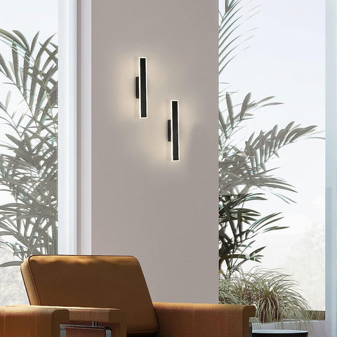 Lámpara de pared LED regulable moderna con forma de línea 3000K/4000K/6000K para dormitorio, sala de estar, pasillo, entrada negro