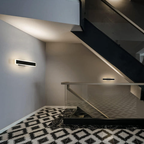 Lámpara de pared LED regulable moderna con forma de línea 3000K/4000K/6000K para dormitorio, sala de estar, pasillo, entrada negro