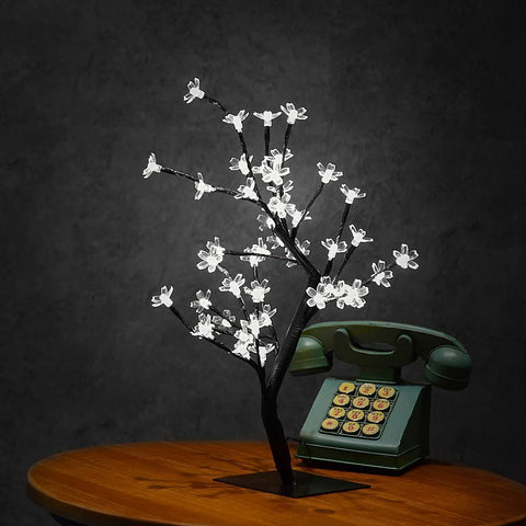 Lámpara LED de cerezo, 0,45 M 48 LED, árbol de luz LED, ramas negras, para decoración del hogar (blanco)