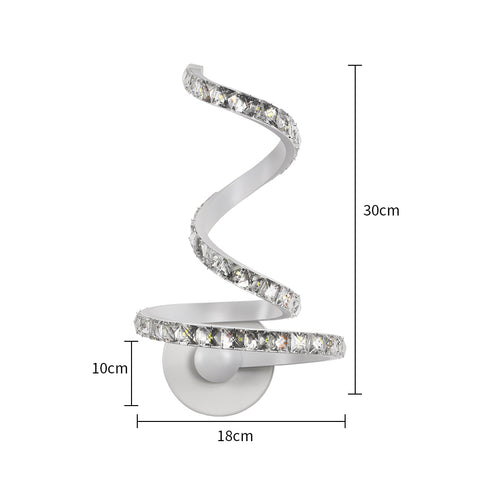 Lámpara de pared de cristal, lámpara de pared interior LED de 18 W, decoración de lámpara de pared de cristal nórdico para dormitorio, mesita de noche, blanco frío