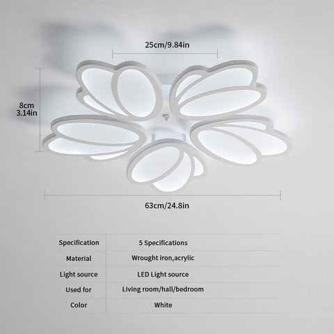 Lámpara de techo LED, lámpara de techo LED de pétalos moderna, lámpara colgante blanca 60W 5600LM, luz blanca 6000K, lámpara de techo LED para sala de estar, cocina, dormitorio, comedor, Ø63cm