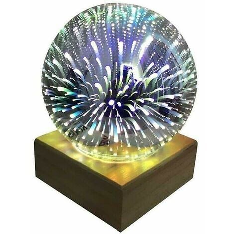 (Fuegos artificiales) 3D mariposa LED luz nocturna proyector USB lámpara de bola mágica fuegos artificiales decoración del hogar