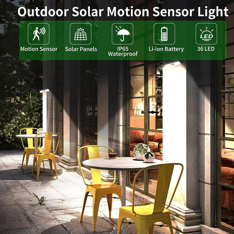 Solar-Wandleuchte für den Außenbereich, Bewegungsmelder, LED-Wandleuchte, kaltweiß, 6000 K, für Hof, Garten, Flur, Terrasse, nahe Wand, Weg, Terrasse, Villa