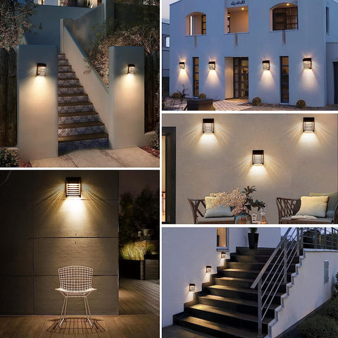 4 Uds colector Solar lámpara de pared LED para exteriores para Patio jardín pasillo terraza cerca pared camino Patio Villa