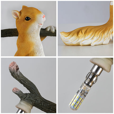 Schreibtischlampe, LED-Nachttischlampe aus Harz in kreativer Cartoon-Tier-Eichhörnchenform