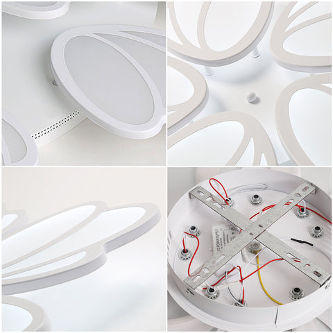 Lámpara de techo LED, lámpara de techo LED de pétalos moderna, lámpara colgante blanca 60W 5600LM, luz blanca 6000K, lámpara de techo LED para sala de estar, cocina, dormitorio, comedor, Ø63cm