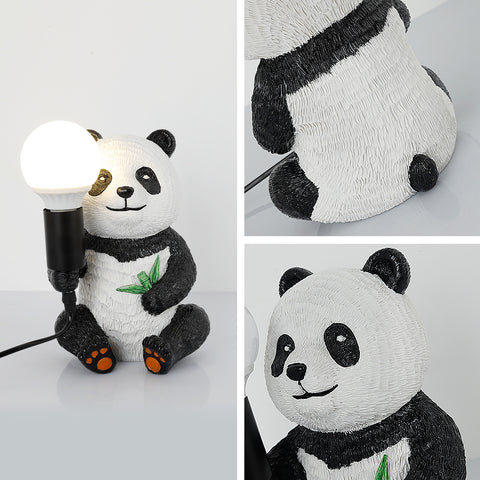 Lámparas de mesa de diseño de panda de resina, luz nocturna creativa moderna con cable enchufable, lámpara de escritorio LED de animales
