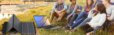 Panel Solar Plegable Impermeable, Observante y Eficiente, Células Solares para Acampar al Aire Libre, Cargador de Bolsa, 60W