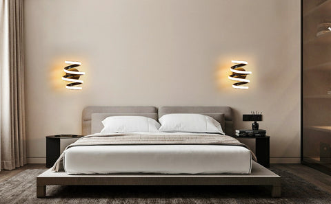 Lámpara de pared LED de 21 W, espiral negra, creatividad moderna, lámpara de pared de metal de aluminio, lámpara de pared interior de 3000 K, adecuada para dormitorio, pasillo, sala de estar, bar