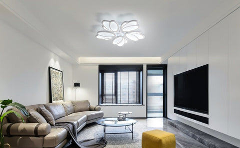 Lámpara de techo LED, lámpara de techo LED de pétalos moderna, lámpara colgante blanca 60W 5600LM, luz blanca 6000K, lámpara de techo LED para sala de estar, cocina, dormitorio, comedor, Ø63cm