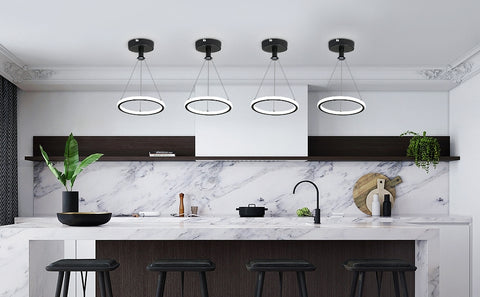 Lámpara Colgante De Anillo Led Moderna Lámpara Colgante De Mesa De Comedor Led Moderna De 32 W Lámpara Led De Acrílico, Lámpara De Techo Led De 220 V, 22 Cm Para Sala De Estar, Comedor, Pasillo, Cafetería, Barra De Bar, Negro