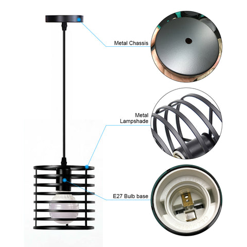 Lámpara colgante de hierro moderna, diseño de jaula, lámpara colgante de Metal, accesorio de iluminación interior 220V