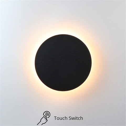 LED-Wandleuchte, Touch-Schalter, Innenbeleuchtung für Schlafzimmer, Wohnzimmer, rundes Nachttisch-Treppenlicht, Dekoration in Schwarz