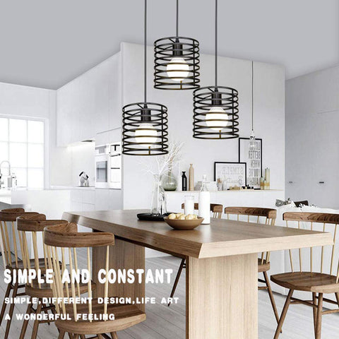 Lámpara colgante de hierro moderna, diseño de jaula, lámpara colgante de Metal, accesorio de iluminación interior 220V