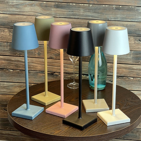 Lámpara de mesa portátil, recargable, moderna, lámpara de noche, blanco cálido, 3000K, para comedor, dormitorio, Camping, balcón, exterior, gris