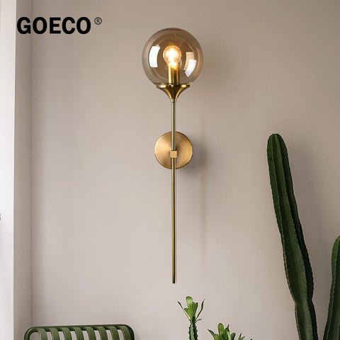 Lámpara de pared de vidrio moderna nórdica E14, luz de pared de fondo LED dorada para cocina, baño, accesorio de iluminación interior, decoración del hogar (gris ahumado)