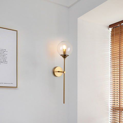 Lámpara de pared de vidrio moderna nórdica E14, luz de pared de fondo LED dorada para cocina, baño, accesorio de iluminación interior, decoración del hogar (ámbar)