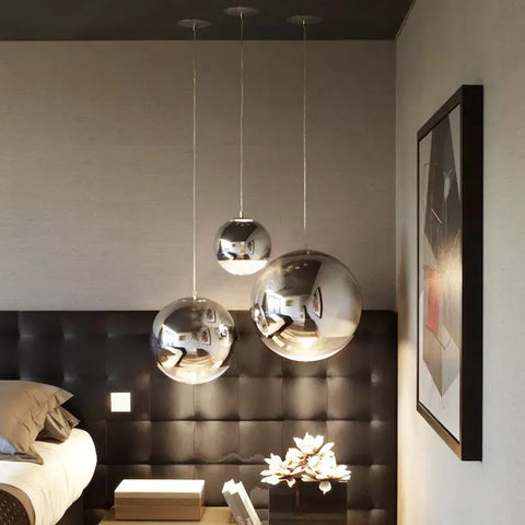 Lámpara colgante moderna de cristal esférico, Base E27 para sala de estar, dormitorio, comedor, oficina, Bar y cafetería
