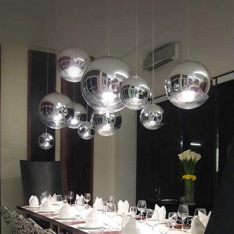 Lámpara colgante moderna de cristal esférico, Base E27 para sala de estar, dormitorio, comedor, oficina, Bar y cafetería