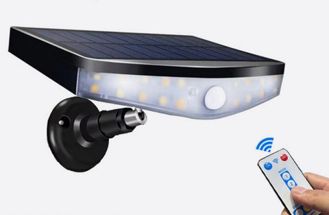Lámpara solar para exteriores, lámpara detectora de movimiento, foco solar para exteriores de 360 ​​​​° [1200 mAh] Linterna solar impermeable para jardín al aire libre (con control remoto)