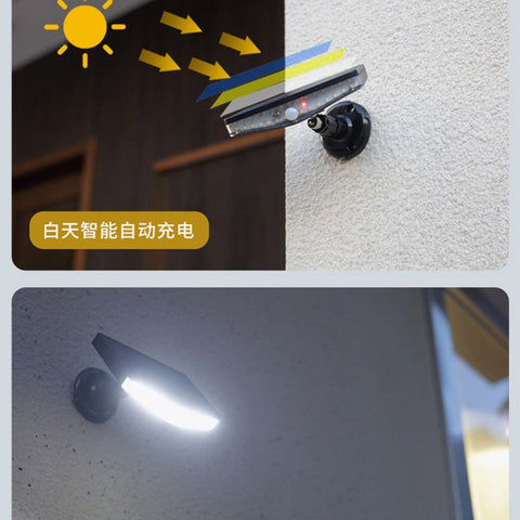 Lámpara solar para exteriores, lámpara detectora de movimiento, foco solar para exteriores de 360 ​​​​° [1200 mAh] Linterna solar impermeable para jardín al aire libre (con control remoto)