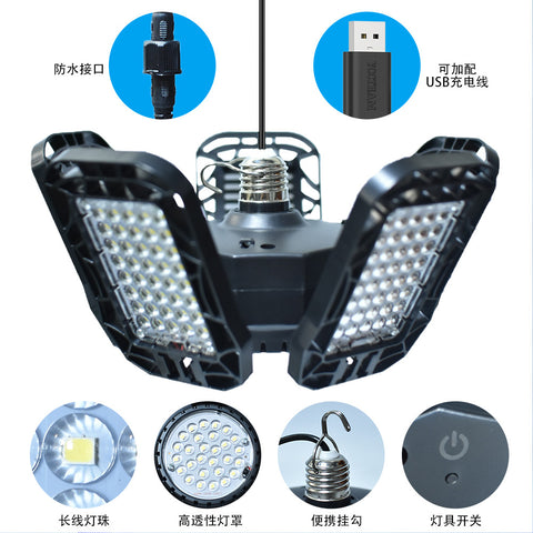 Iluminación LED de Garaje de 150W 228 LED, Lámpara Solar para Exteriores IP65 a Prueba de Agua, Lámpara Solar para jardín para Exteriores de 5+1 Cabezales con Control Remoto, con Cable de 5 m, para Almacén, Taller, Sótano